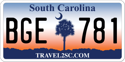 SC license plate BGE781