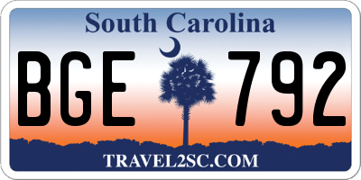 SC license plate BGE792