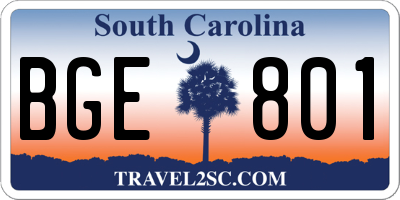 SC license plate BGE801