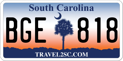 SC license plate BGE818