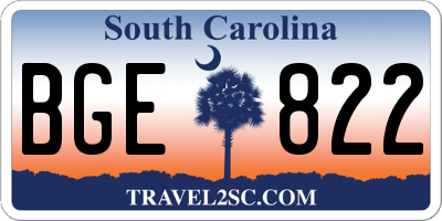 SC license plate BGE822