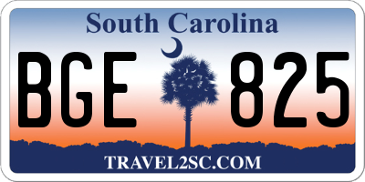 SC license plate BGE825