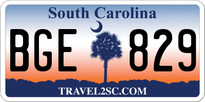 SC license plate BGE829