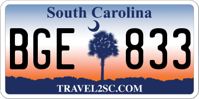 SC license plate BGE833