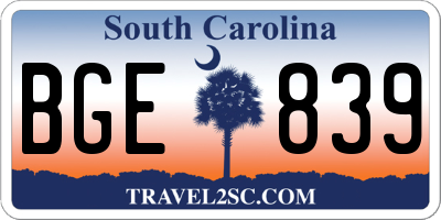 SC license plate BGE839
