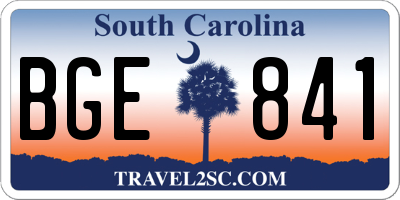SC license plate BGE841