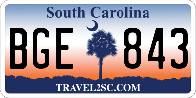 SC license plate BGE843