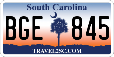 SC license plate BGE845