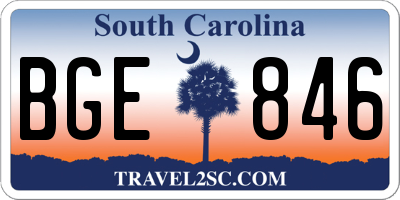 SC license plate BGE846