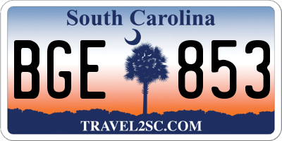 SC license plate BGE853
