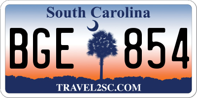 SC license plate BGE854