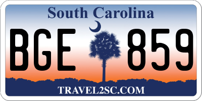 SC license plate BGE859