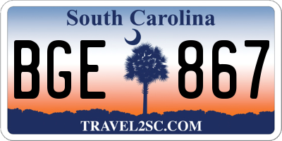 SC license plate BGE867