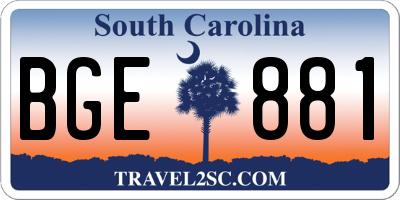 SC license plate BGE881