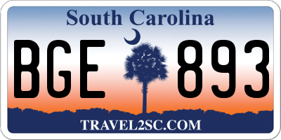 SC license plate BGE893