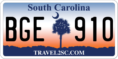 SC license plate BGE910