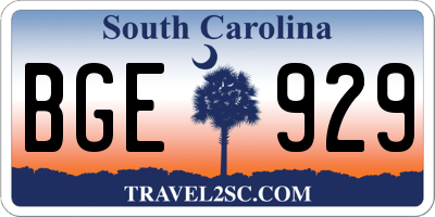 SC license plate BGE929