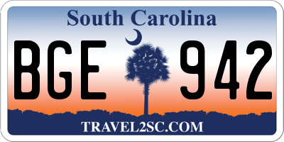 SC license plate BGE942