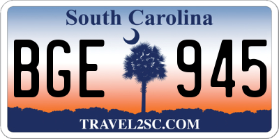 SC license plate BGE945