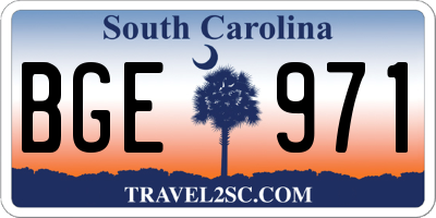 SC license plate BGE971