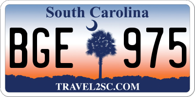 SC license plate BGE975