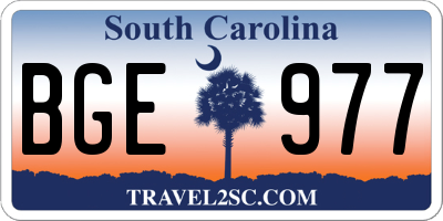 SC license plate BGE977