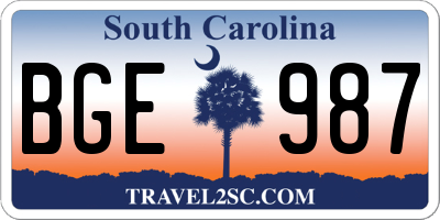 SC license plate BGE987