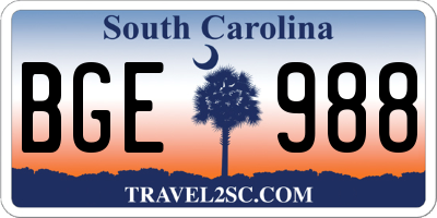 SC license plate BGE988