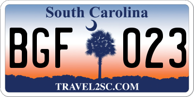 SC license plate BGF023