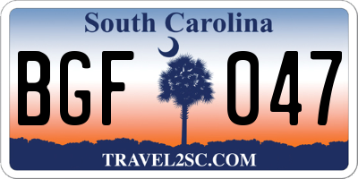 SC license plate BGF047