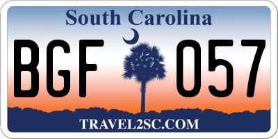 SC license plate BGF057
