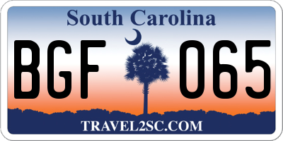 SC license plate BGF065