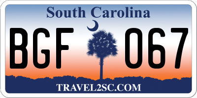 SC license plate BGF067