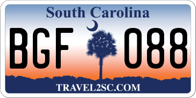 SC license plate BGF088