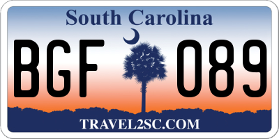 SC license plate BGF089