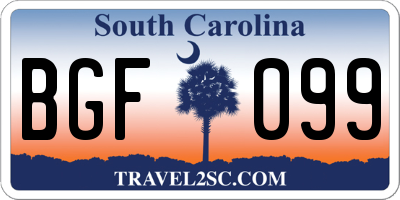 SC license plate BGF099