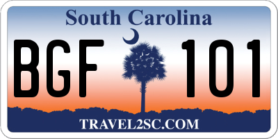 SC license plate BGF101