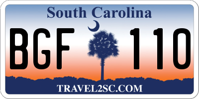SC license plate BGF110
