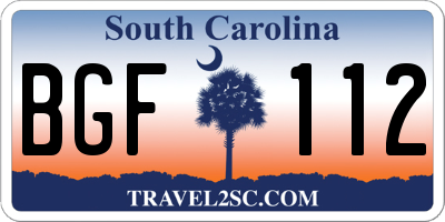 SC license plate BGF112