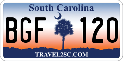 SC license plate BGF120