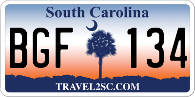 SC license plate BGF134