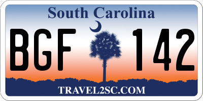 SC license plate BGF142