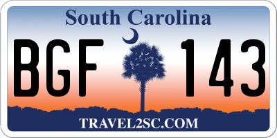 SC license plate BGF143