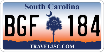 SC license plate BGF184