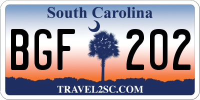 SC license plate BGF202