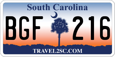 SC license plate BGF216