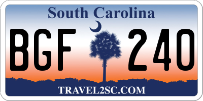 SC license plate BGF240
