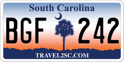 SC license plate BGF242