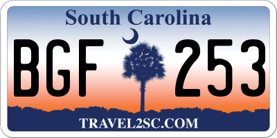SC license plate BGF253