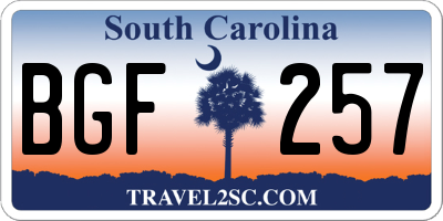 SC license plate BGF257